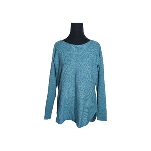 Max Studios Small Teal 2 Ply 100% Cashmere  Relaxed Fit Sweater Preppy, Luxury